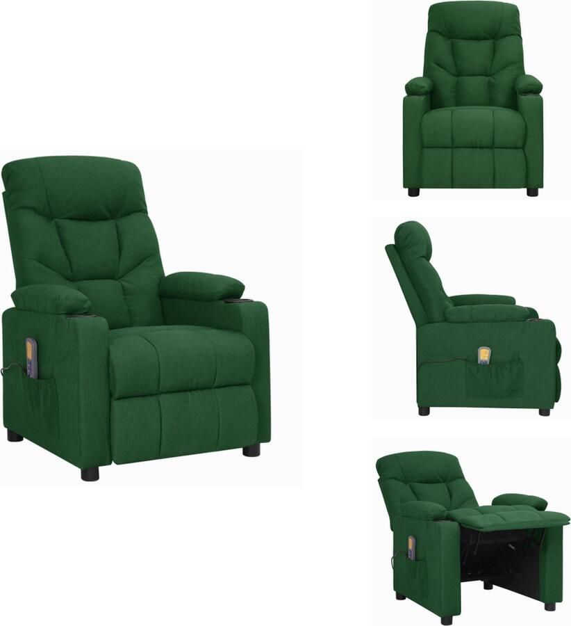 VidaXL Massagefauteuil Groen Verstelbaar 6-Punts Massage Comfortabele Zitting Sterk en Stabiel Frame Fauteuil - Foto 2