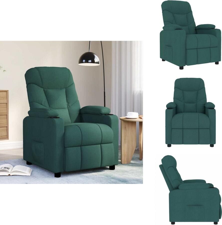 VidaXL Massagefauteuil Groen Verstelbaar 6-Punts Massage Comfortabele Zitting Sterk en Stabiel Frame Fauteuil