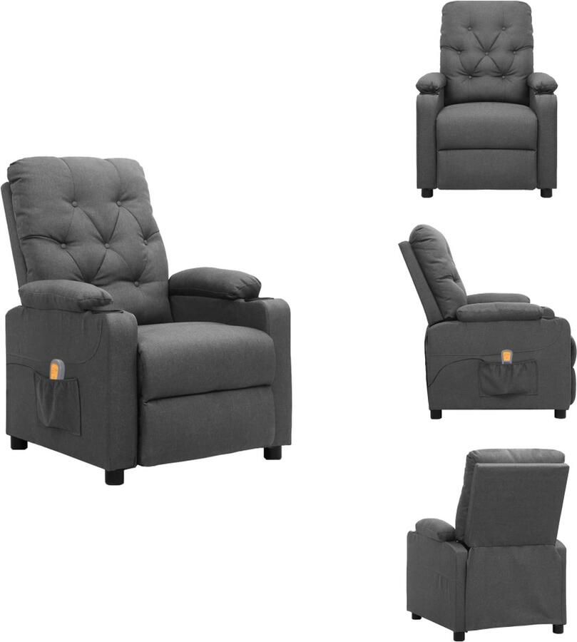 VidaXL Massagefauteuil verstelbaar 6-punts trillingsmassage lichtgrijs 78.5 x 93 x 96.5 cm Fauteuil