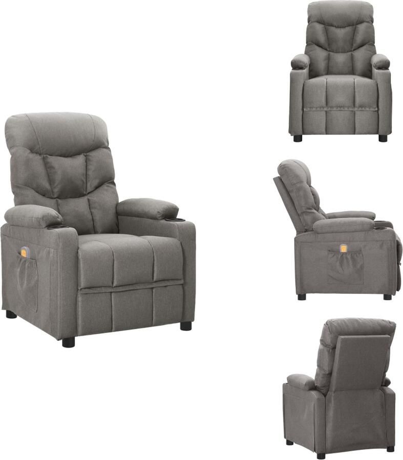VidaXL Massagefauteuil Verstelbaar Massagefunctie Comfortabel Stof Hout en Metaal Lichtgrijs 75x93x104.5cm Fauteuil