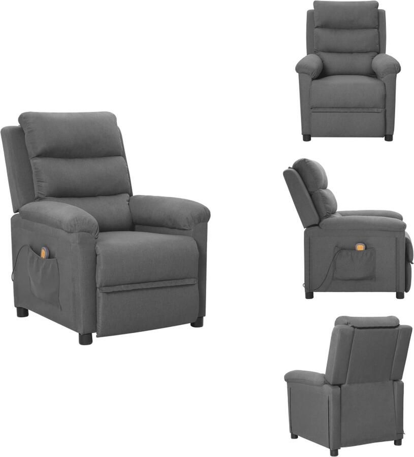 VidaXL Massagefauteuil Verstelbaar 6-punts trillingsmassage Lichtgrijs 74x92x101.5 cm Fauteuil