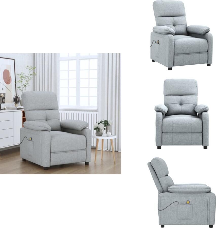 VidaXL Massagefauteuil Verstelbaar Lichtgrijs 73 x 90 x 100 cm 6 Massageprogrammas Fauteuil