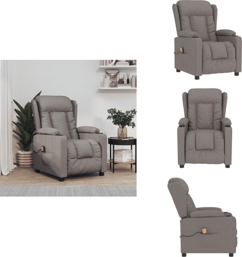 VidaXL Massagefauteuil Verstelbaar Vibratie en Warmte 72.5x96x99.5 cm Taupe Fauteuil