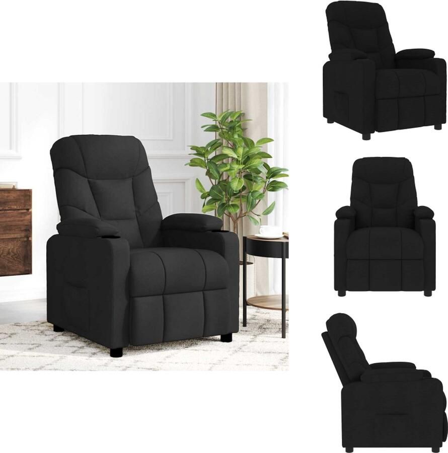 VidaXL Massagefauteuil Verstelbaar Massagefunctie Zwart 75 x 93 x 104.5 cm Stof metaal Fauteuil
