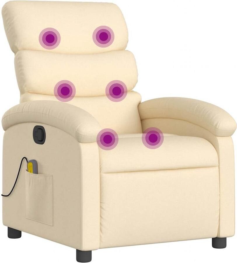 VidaXL Massagestoel verstelbaar stof crèmekleurig