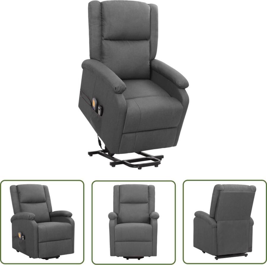 The Living Store Sta-op-massagestoel Donkergrijs Verstelbaar 70 x 89 x 103.5 cm Massage 6-punts trillingsmassage Montage vereist Sta-op-fauteuil Massagestoel Elektrisch Bedienbare Stoel Ergonomische Stoel Comfortabele Stoel - Foto 3