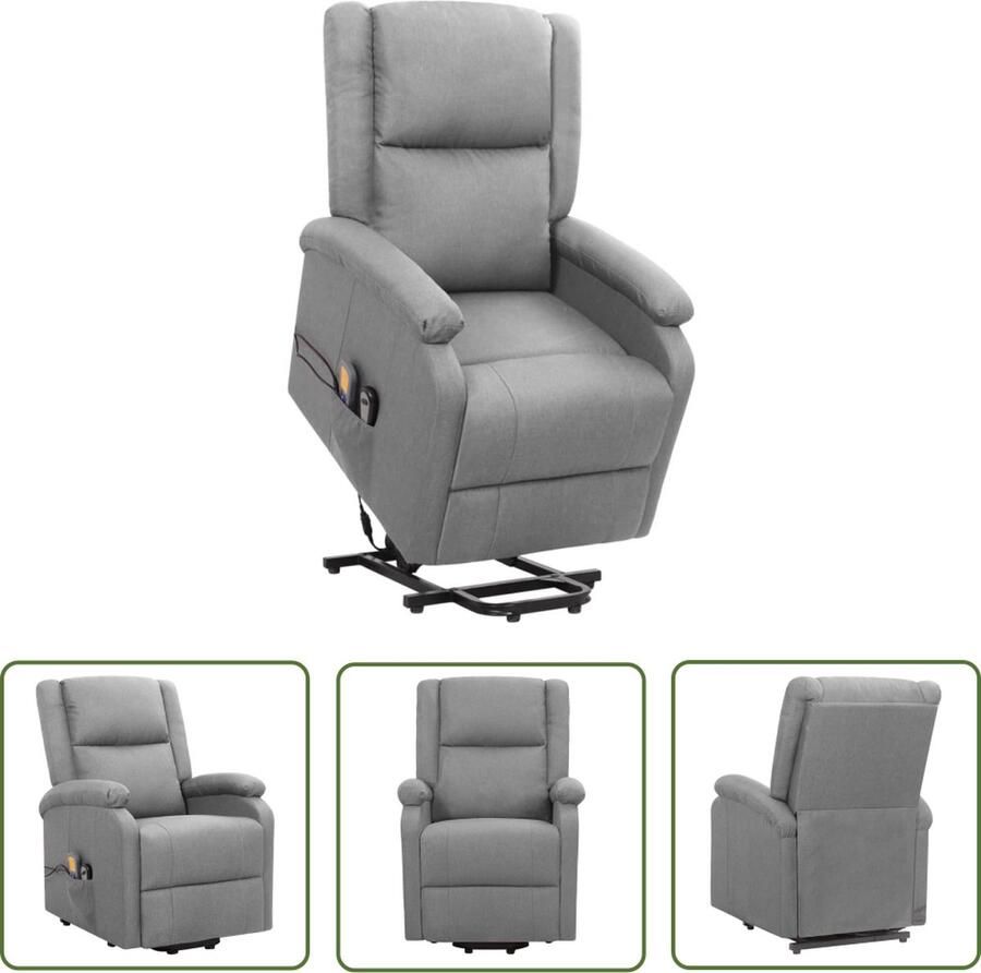 The Living Store Sta-op-Massagestoel Lichtgrijs 70x89x103.5cm Massage Verstelbaar Sta-opstoel Massagestoel Elektrisch Bedienbare Stoel Ergonomische Stoel Comfortabele Stoel - Foto 3