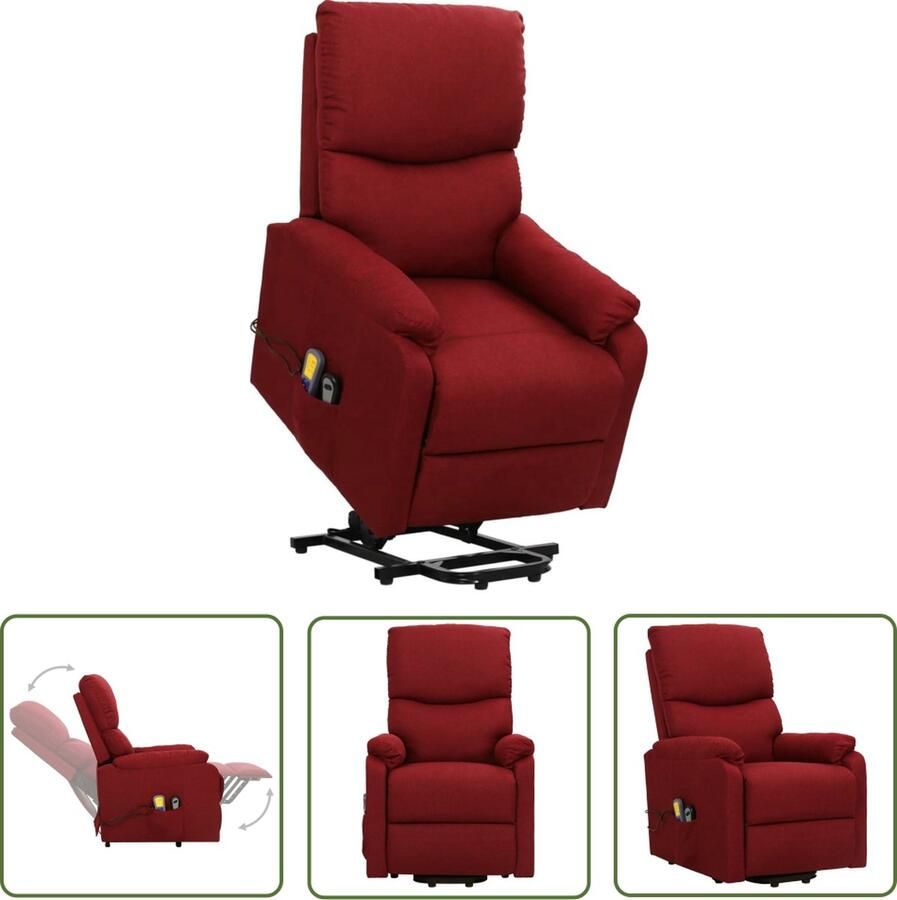 The Living Store Sta-op-massagestoel Wijnrood Verstelbare rugleuning en voetensteun Massagefunctie 67x88.5x106.5 cm (BxDxH) Stapstoel Massagestoel Elektrisch Bedienbare Stoel Ergonomische Stoel Lounge Stoel - Foto 2
