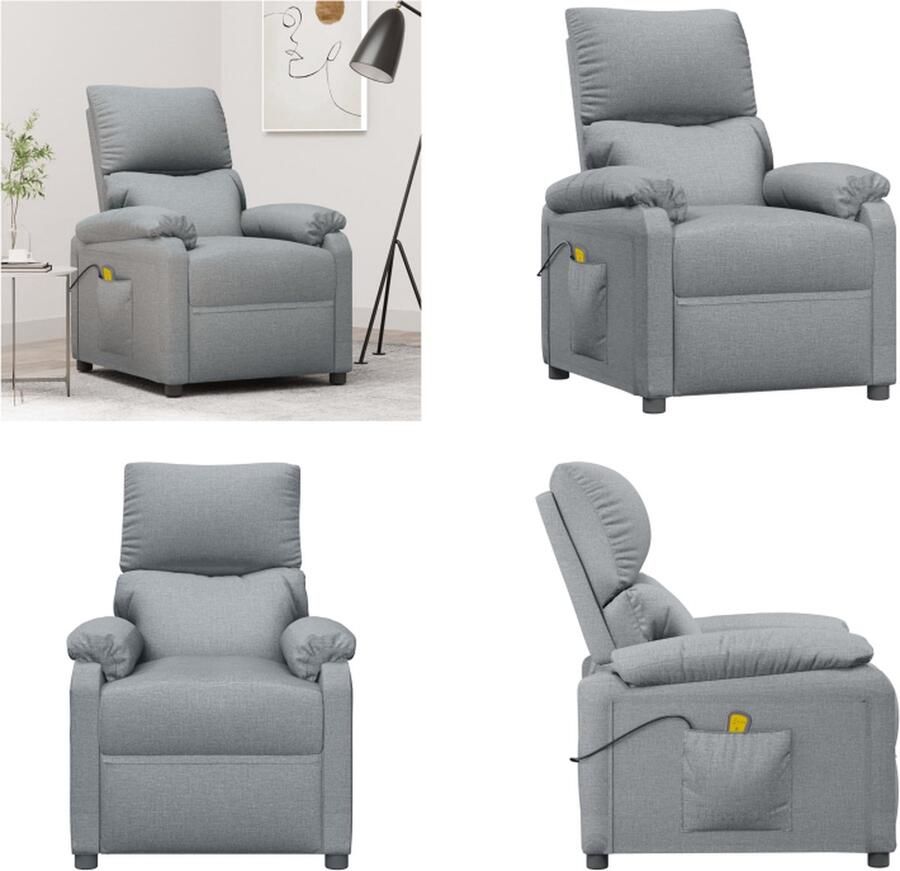 VidaXL Massagestoel Verstelbaar Lichtgrijs Massage Fauteuil Elektrische Massagestoel Relaxfauteuil Ergonomische Stoel Wellnessstoeltje