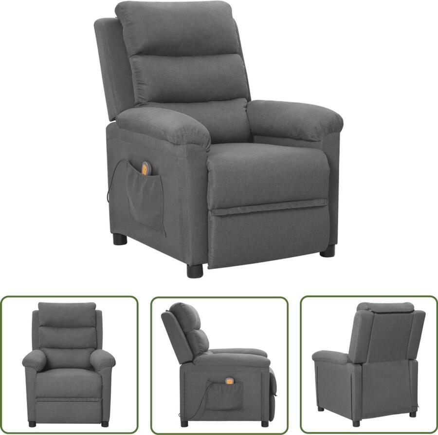 VidaXL Massagestoel Stof Lichtgrijs Verstelbaar Massagestoel Relaxfauteuil Lounge Stoel Ergonomische Stoel Comfortabele Stoel Grijs Fauteuil