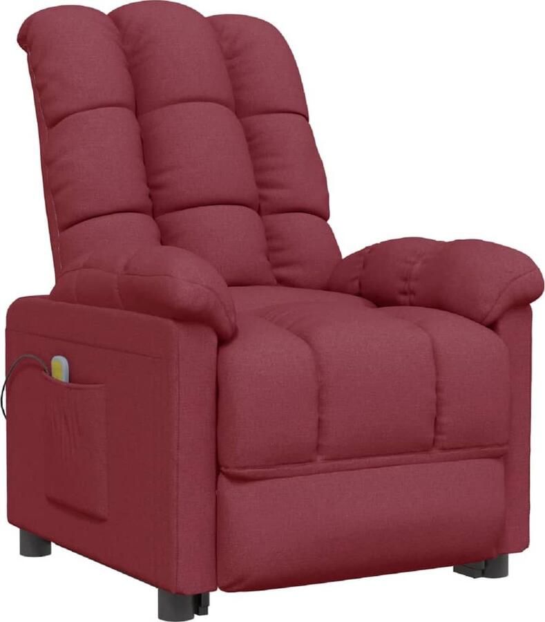 VidaXL Massagestoel Stof Wijnrood USB Verstelbaar Massagestoel Fauteuil Relaxstoel Ergonomische Stoel Lounge Stoel - Foto 2