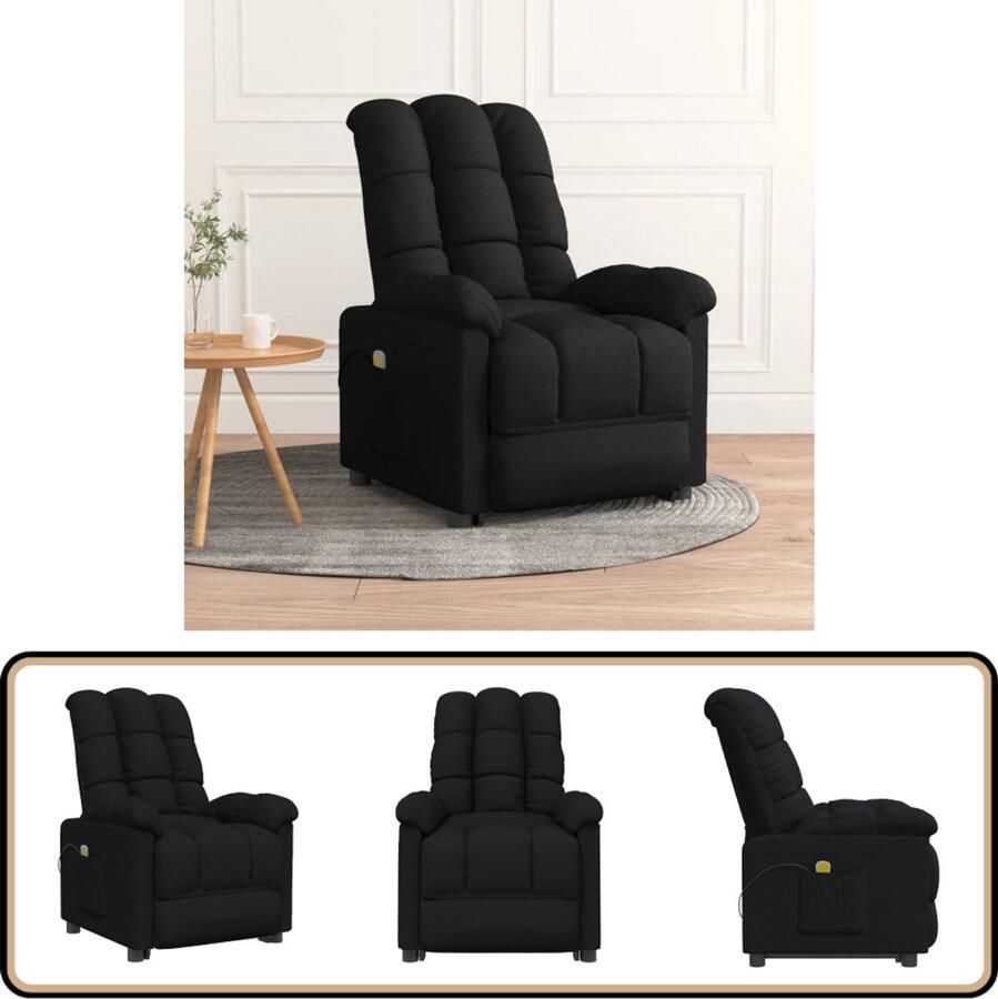 VidaXL Massagestoel Elektrisch verstelbaar Met 6-punts trillingsmassage Zwart 74x99x102 cm Fauteuil