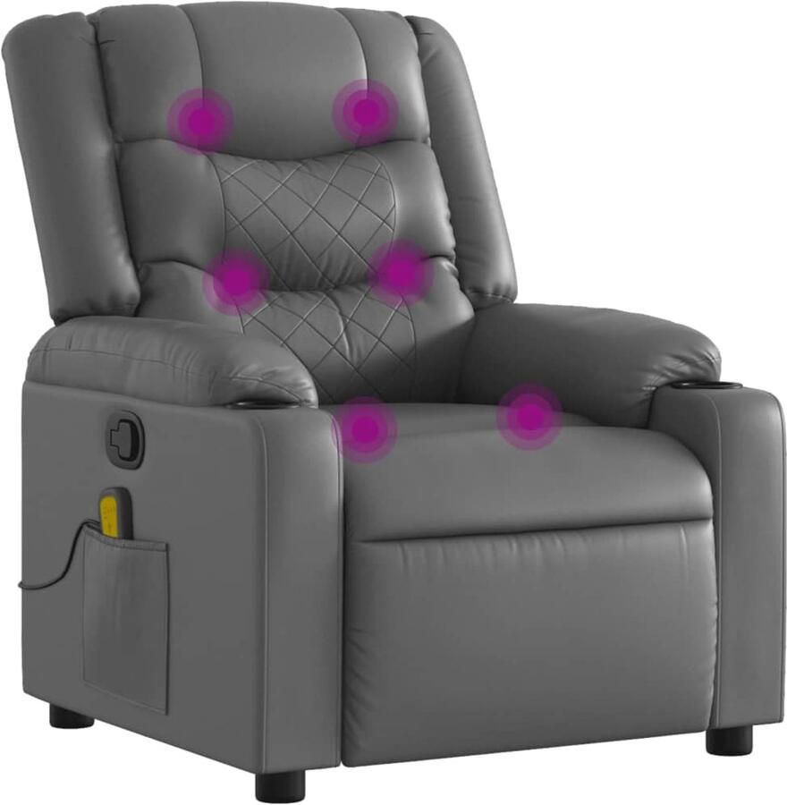 Vida XL vidaXL Massagestoel verstelbaar kunstleer grijs-VXL-374126