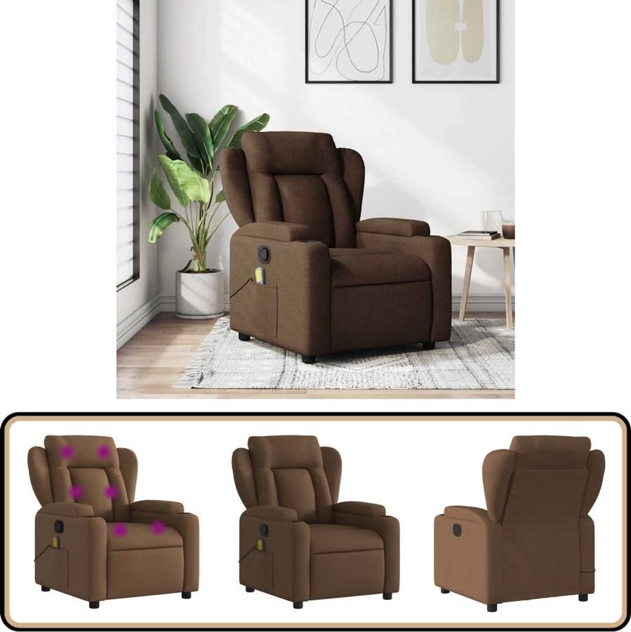 VidaXL Massagestoel Verstelbaar Bruin Massagestoel Verstelbare Stoel Relaxstoel Lounge Stoel Ergonomische Stoel