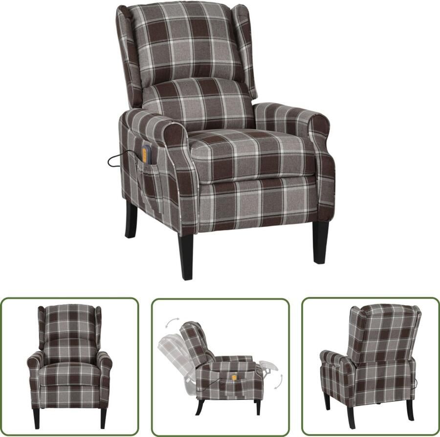 VidaXL Massagestoel Verstelbaar Bruin Met Verwarming Massagestoel Elektrische Massagestoel Relaxstoel Verstelbare Stoel Ergonomische Stoel Bruine Stoel