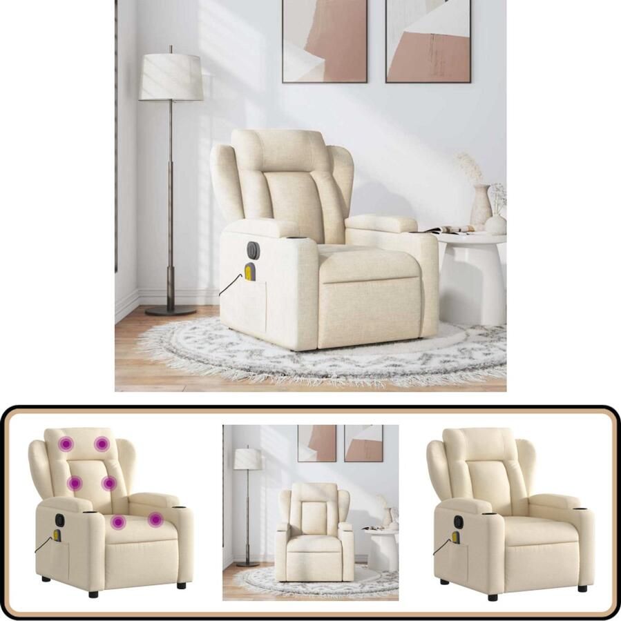 VidaXL Massagestoel Verstelbaar Crèmekleurig Verstelbare Stoel Massagestoel Lounge Stoel Relaxstoel Fauteuils