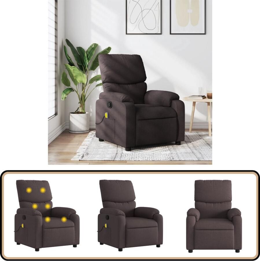 VidaXL Massagestoel verstelbaar donkerbruin Massagestoel Relaxstoel Loungestoel Elektrische Massage Ergonomische Stoel