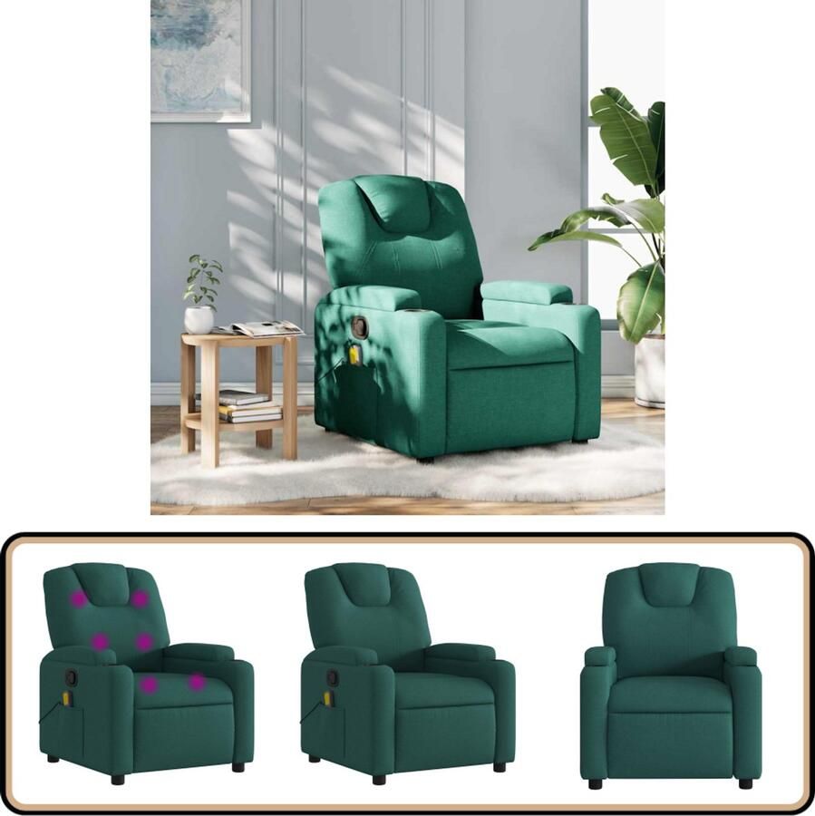 VidaXL Massagestoel Verstelbaar Donkergroen Massagestoel Elektrische Massagestoel Verstelbare Stoel Lounge Stoel Fauteuils