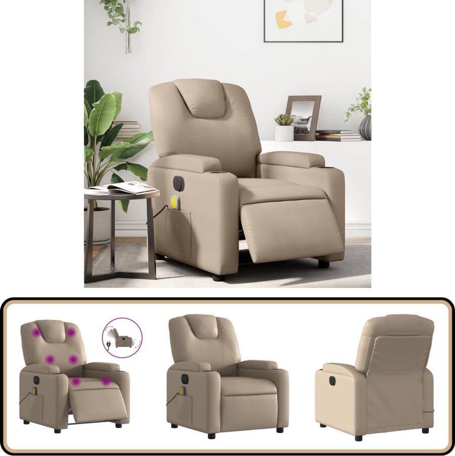 VidaXL Massagestoel Verstelbaar Elektrisch Cappuccino Elektrische Massagestoel Massagefauteuil Elektrische Verstelbare Stoel Kapstok Loungestoel