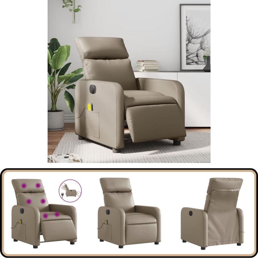 VidaXL Massagestoel Verstelbaar Elektrisch Cappuccino Elektrische Massagestoel Massagefauteuil Kapstok Loungestoel Comfortstoelen