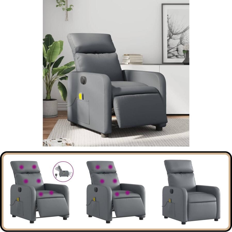 VidaXL Massagestoel Verstelbaar Elektrisch Grijs Elektrische Massagestoel Massagefauteuil Ergonomische Stoel Relaxstoel Lounge Stoel