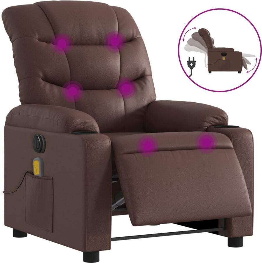 VidaXL Massagestoel verstelbaar elektrisch kunstleer bruin