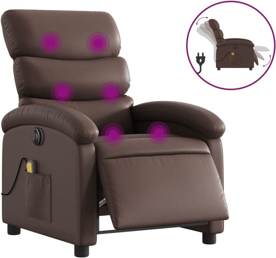 VidaXL Massagestoel verstelbaar elektrisch kunstleer bruin