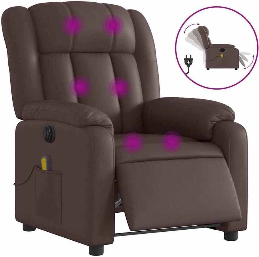 VidaXL Massagestoel verstelbaar elektrisch kunstleer bruin