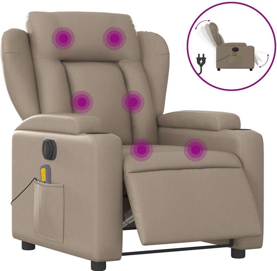 Vida XL vidaXL Massagestoel verstelbaar elektrisch kunstleer cappuccinokleurig-VXL-3204543