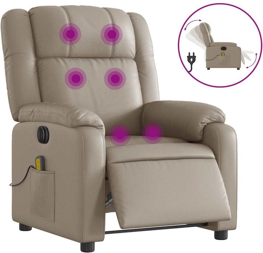 Vida XL vidaXL Massagestoel verstelbaar elektrisch kunstleer cappuccinokleurig-VXL-3205149 - Foto 2