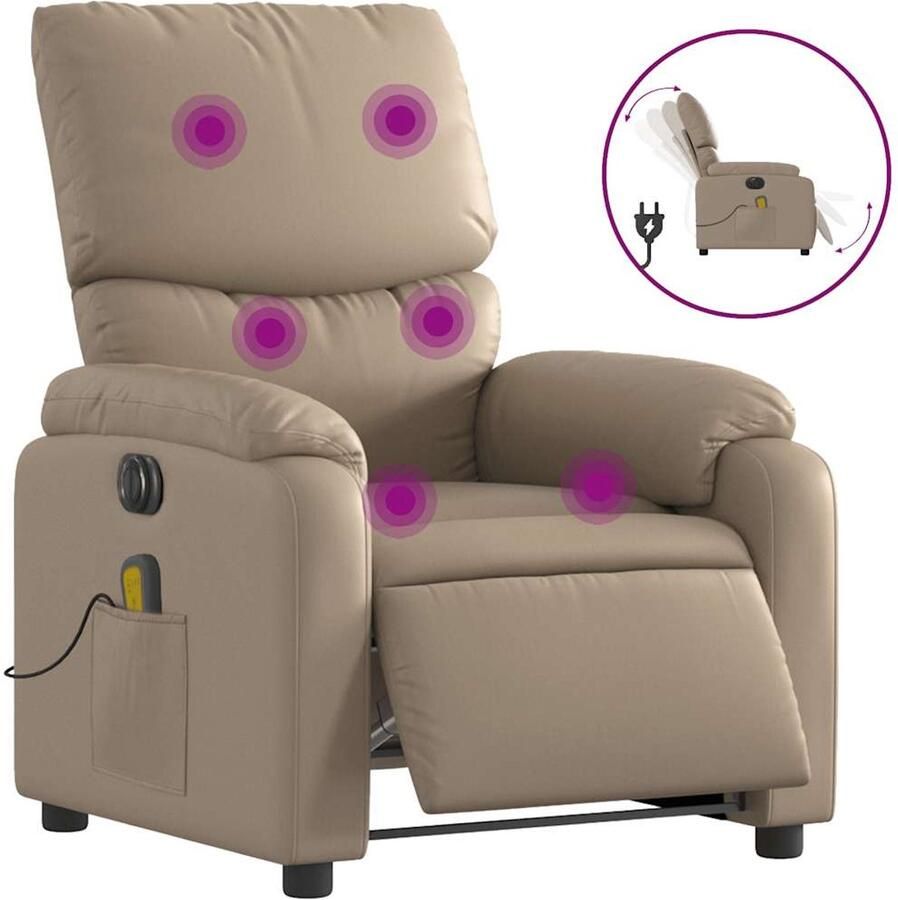 VidaXL Massagestoel verstelbaar elektrisch kunstleer cappuccinokleurig