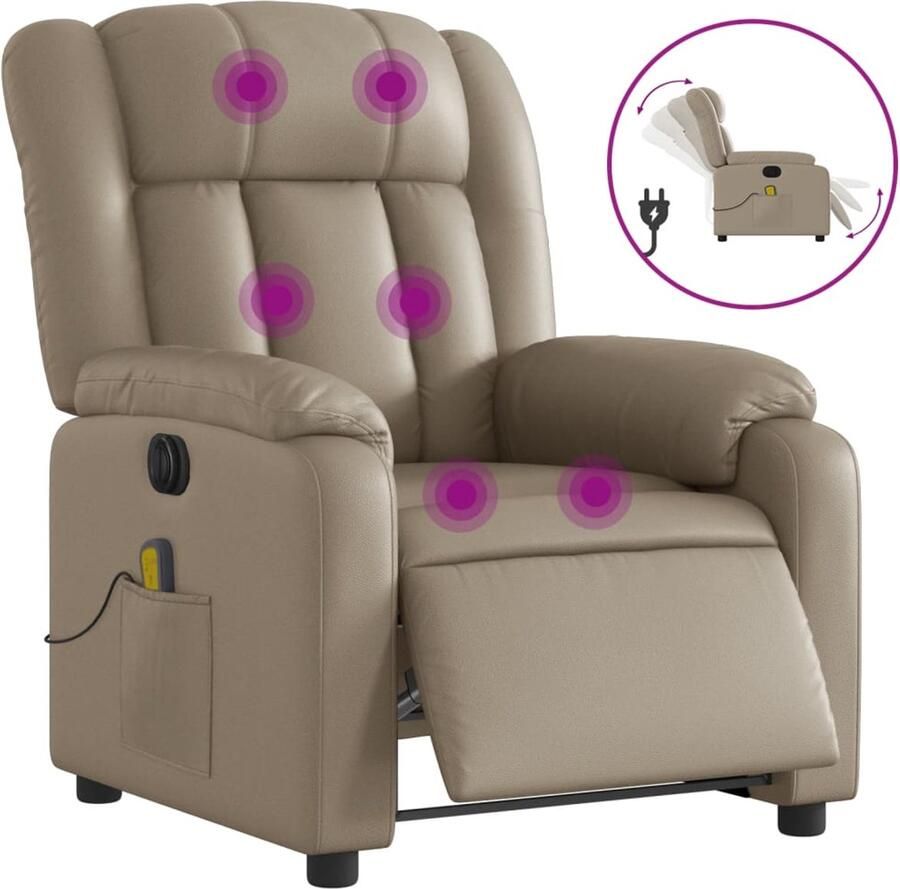 VidaXL Massagestoel verstelbaar elektrisch kunstleer cappuccinokleurig