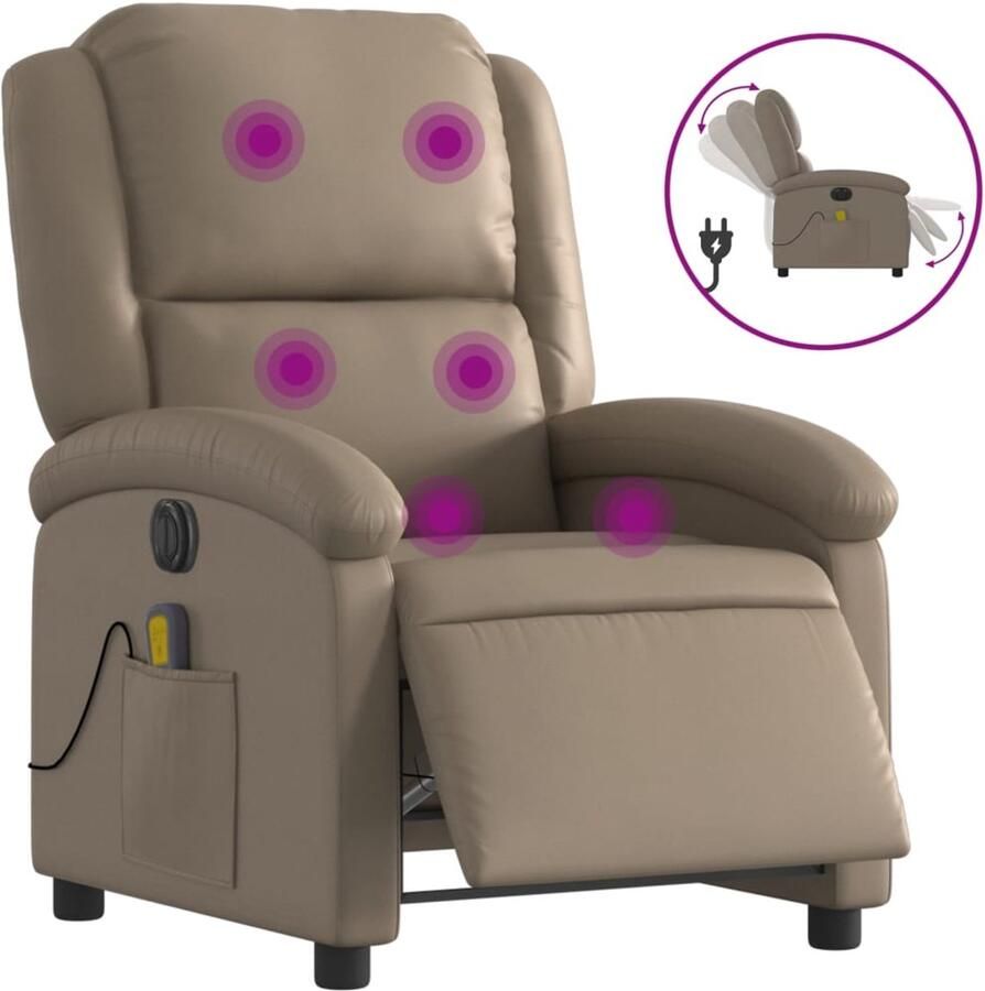 Vida XL Massagestoel verstelbaar elektrisch kunstleer cappuccinokleurig SKU: V3204225