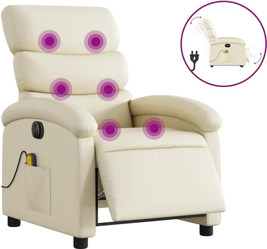 Vida XL vidaXL Massagestoel verstelbaar elektrisch kunstleer crÃ¨mekleurig-VXL-3204034
