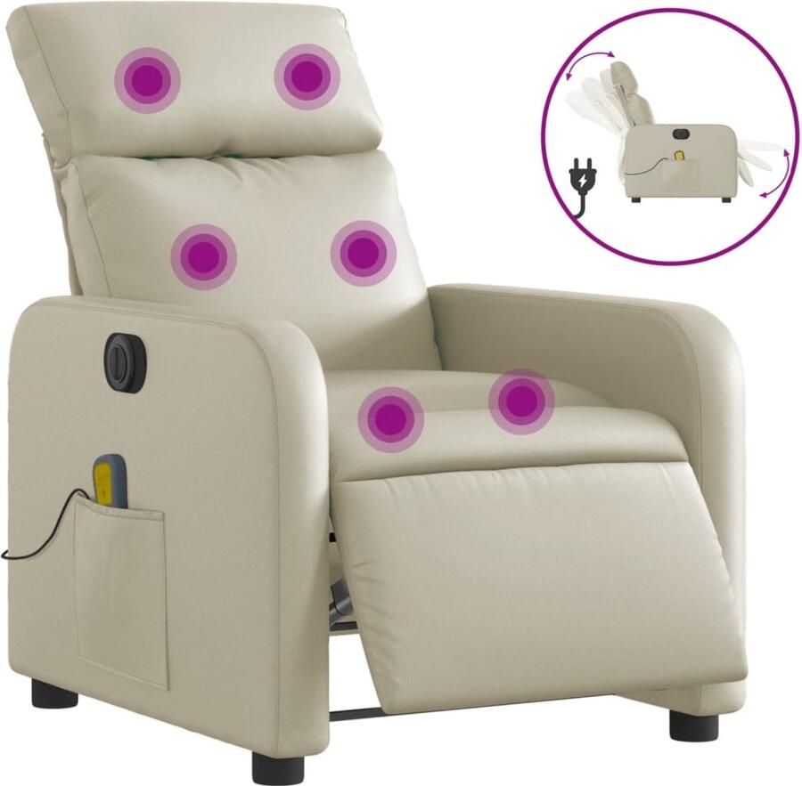 Vida XL vidaXL Massagestoel verstelbaar elektrisch kunstleer crÃ¨mekleurig-VXL-3206743 - Foto 2