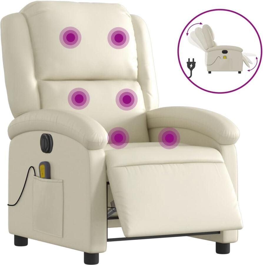 Vida XL Massagestoel verstelbaar elektrisch kunstleer crÃ¨mekleurig SKU: V3204220