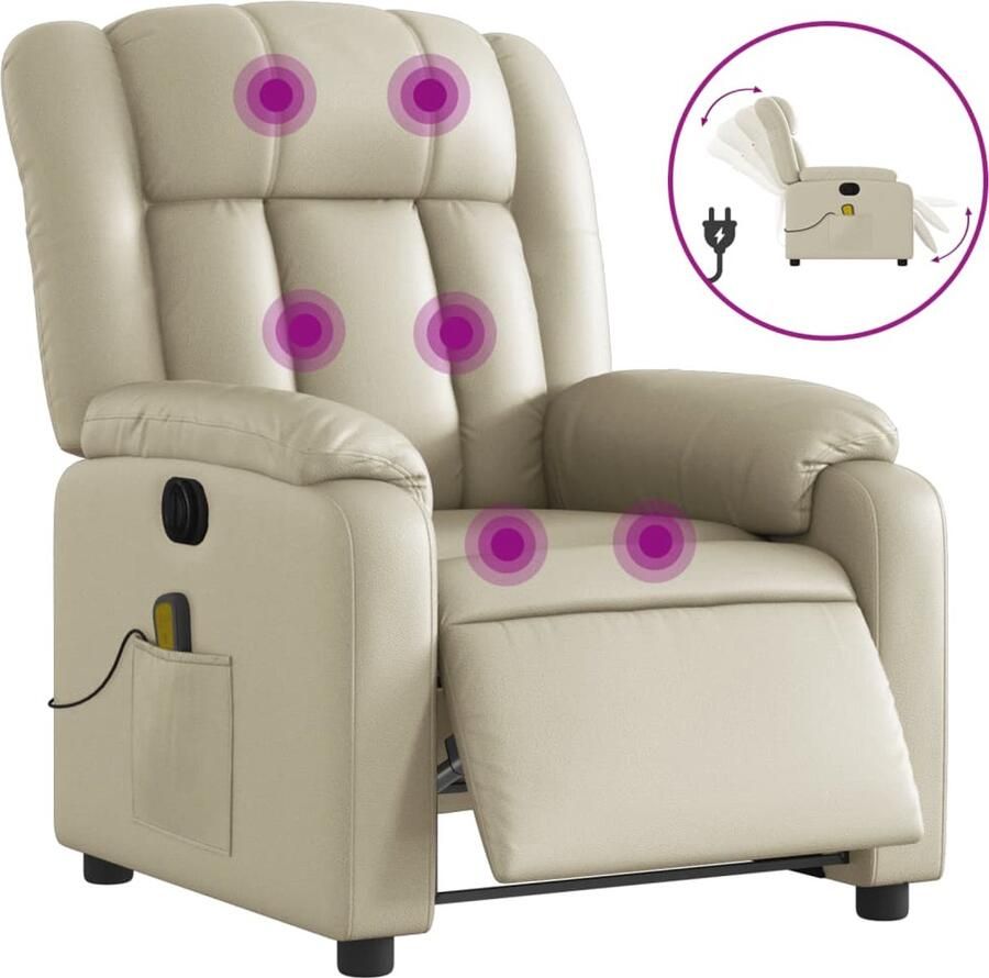 Vida XL vidaXL Massagestoel verstelbaar elektrisch kunstleer crÃ¨mekleurig-VXL-3205258