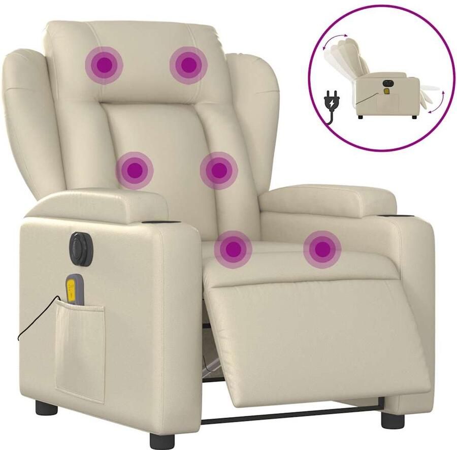 Vida XL vidaXL Massagestoel verstelbaar elektrisch kunstleer crÃ¨mekleurig-VXL-3204538 - Foto 2