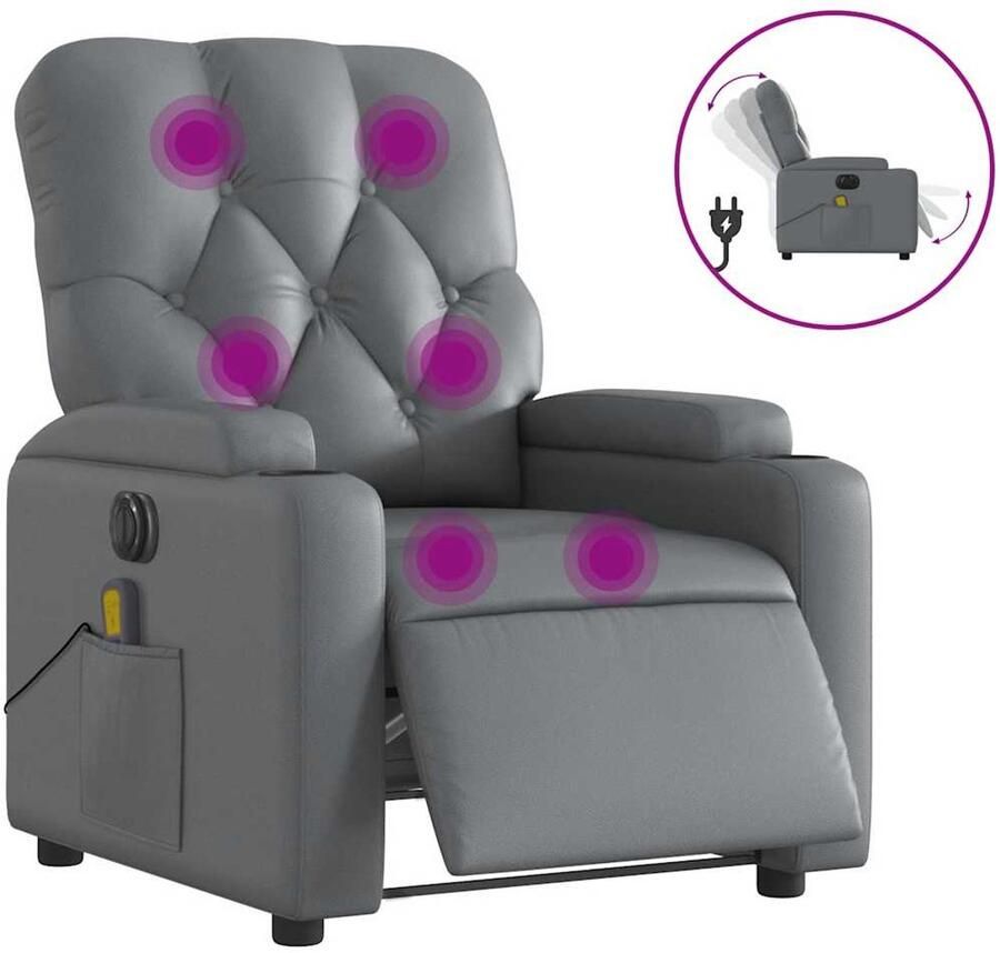 Vida XL vidaXL Massagestoel verstelbaar elektrisch kunstleer grijs-VXL-3204768