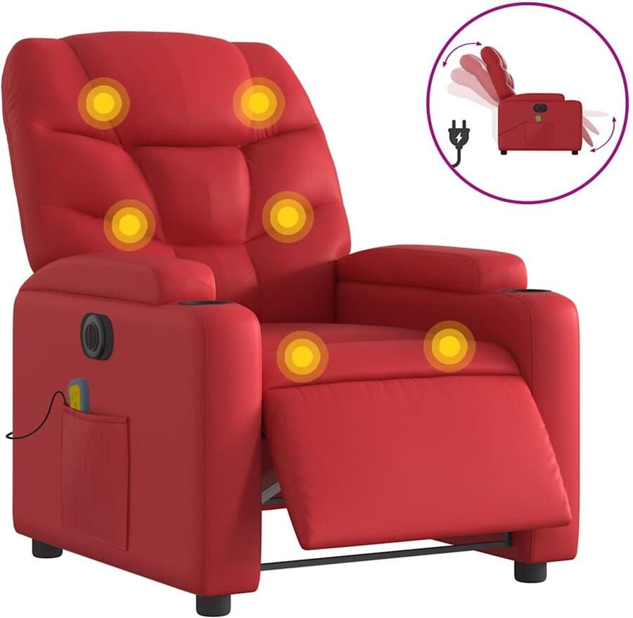 VidaXL Massagestoel verstelbaar elektrisch kunstleer rood