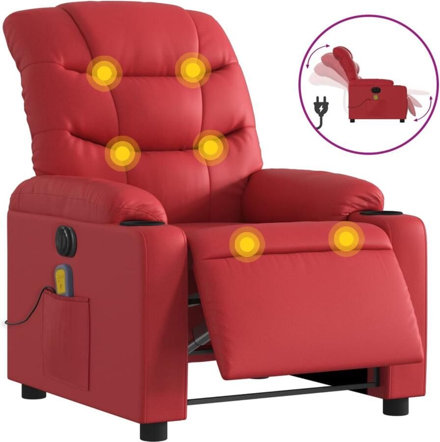 VidaXL Massagestoel verstelbaar elektrisch kunstleer rood