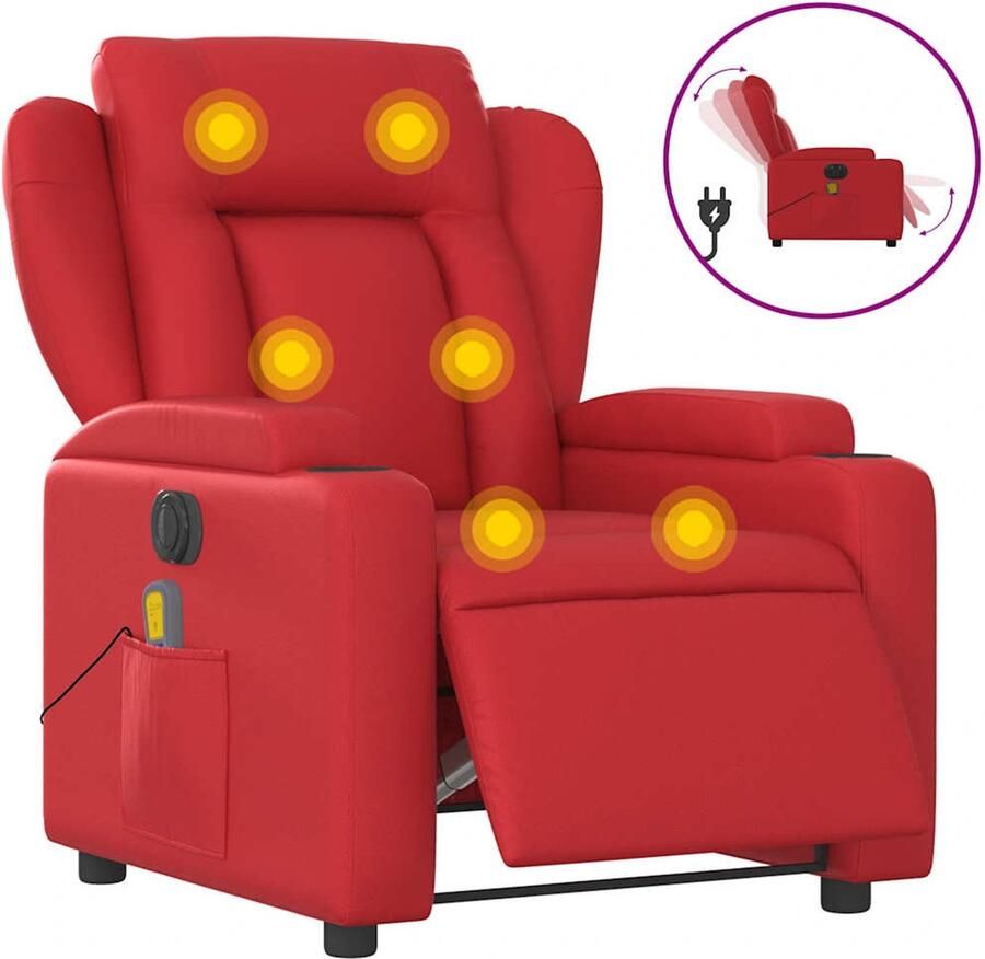 VidaXL Massagestoel verstelbaar elektrisch kunstleer rood