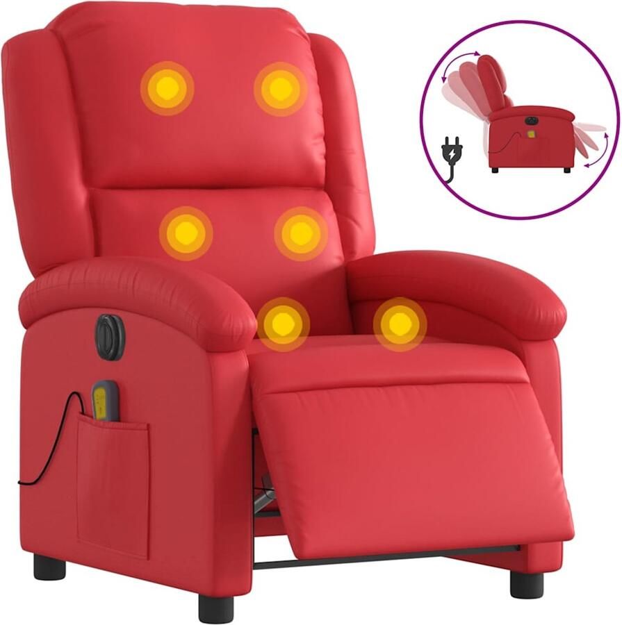 VidaXL Massagestoel verstelbaar elektrisch kunstleer rood