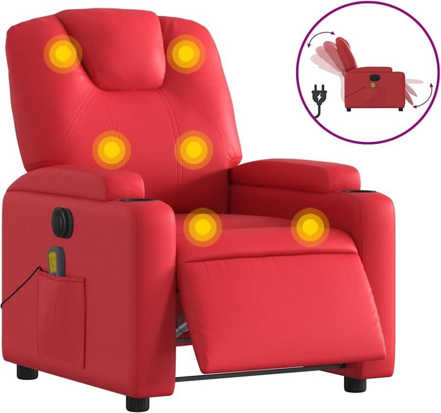 VidaXL Massagestoel verstelbaar elektrisch kunstleer rood - Foto 3