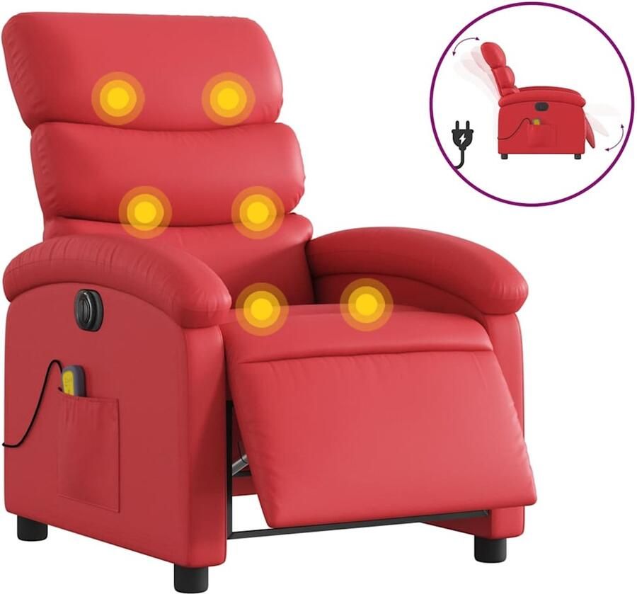 VidaXL Massagestoel verstelbaar elektrisch kunstleer rood