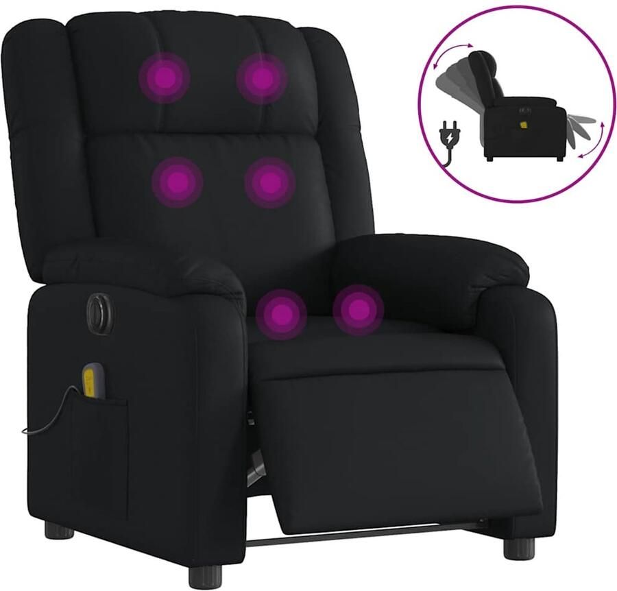 Vida XL Massagestoel verstelbaar elektrisch kunstleer zwart SKU: V3205143