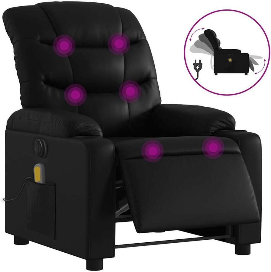 Vida XL vidaXL Massagestoel verstelbaar elektrisch kunstleer zwart-VXL-3206592