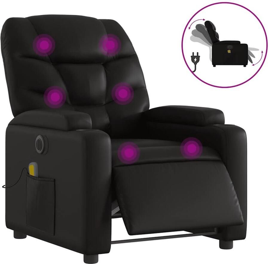 Vida XL vidaXL Massagestoel verstelbaar elektrisch kunstleer zwart-VXL-3204651