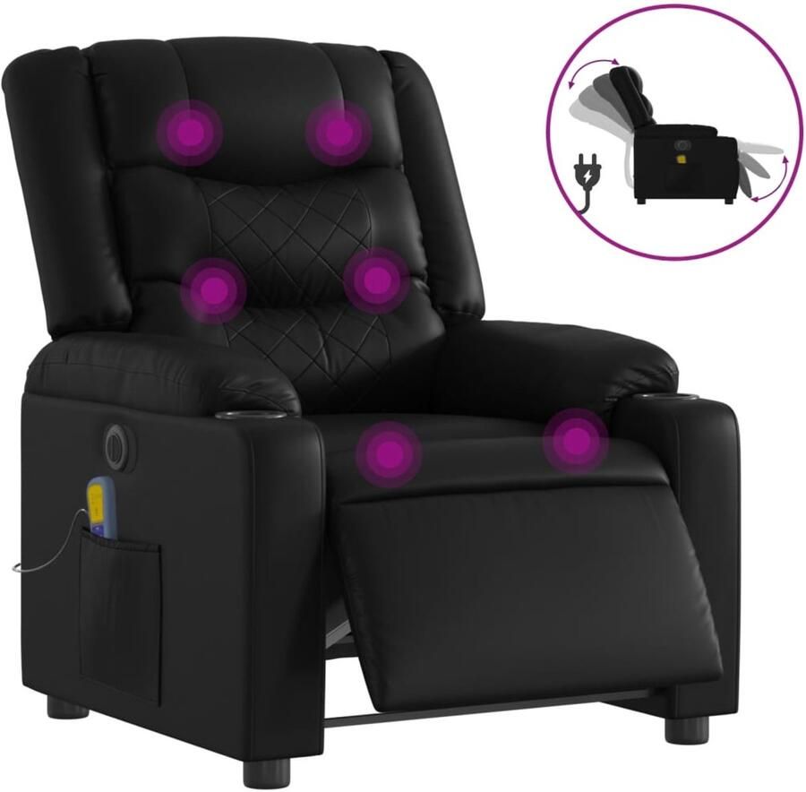 Vida XL vidaXL Massagestoel verstelbaar elektrisch kunstleer zwart-VXL-3206547