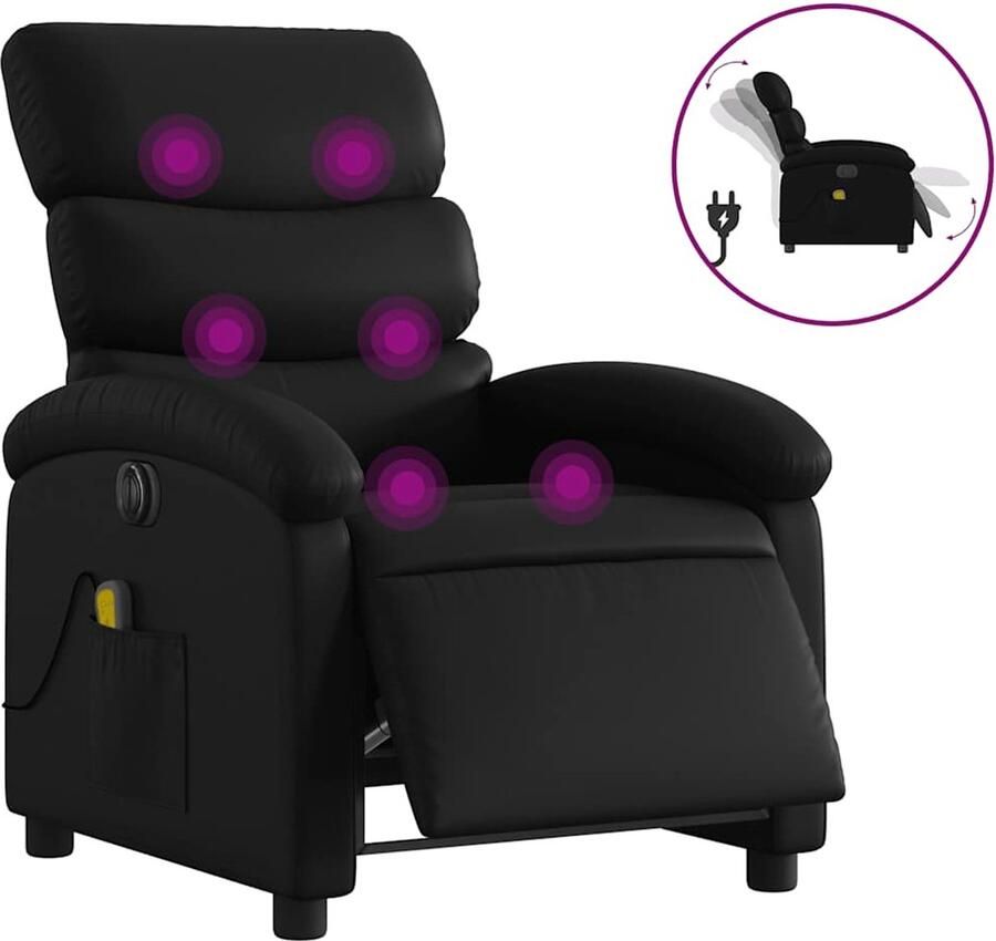 Vida XL vidaXL Massagestoel verstelbaar elektrisch kunstleer zwart-VXL-3204033